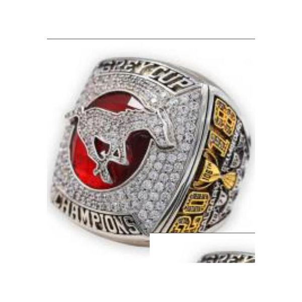 Clusterringe Calgary Stampeders CFL Fußball Der Grey Cup Meisterschaft Ring Souvenir Männer Fan Geschenkgroßhandel Drop Lieferung Juwel DHFZR