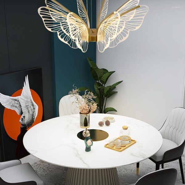 Lâmpadas pendentes Lâmpada de jantar Lâmpada pós-moderna Creative Light Luxury Butterfly Hall Bar mesa de acrílico Guia Placa Guia