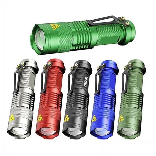 Laser Pointer Atacado 7W 300Lm Sk-68 Odes Mini Q5 Led Lanterna Tocha Lâmpada Tática Foco Ajustável Zoomable Light 5 Cores Drop D Dhsee