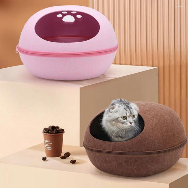 Maca para gatos e cães, universal, destacável e lavável, de feltro, casca de ovo, quarto semi-fechado com almofada de algodão