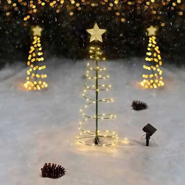 Lâmpadas de gramado solar ao ar livre jardim árvore de natal luz suporte jardim led lâmpada à prova dwaterproof água ip65 estrela lanterna decorativa luz q231125