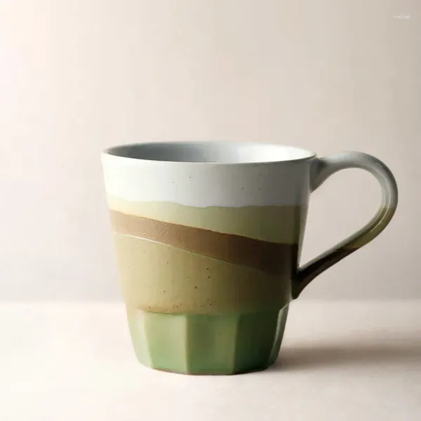 Canecas Caneca de café cerâmica artesanal com punho retro estilo simples misturar cores 280ml café da manhã copos de leite de água