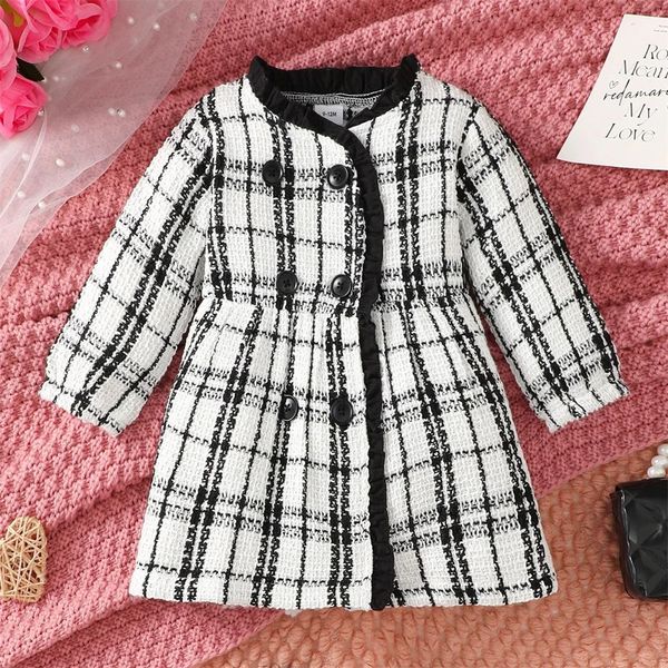 Mädchen Kleider 03 Jahre Kleinkind Mädchen Plaid Kleid Langarm Strickjacke Kleidung Baby Herbst Winter Mode Party Rock für Kinder tragen 231124