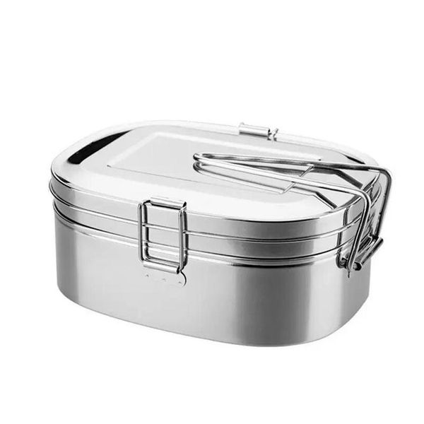 Caixas de almoço sacos de aço inoxidável caixa de metal bento recipiente de comida dupla camada para crianças escola escritório entrega home jardim kitche dhvbf