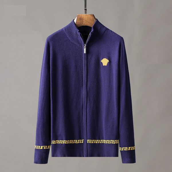 Мужской свитер, дизайнерская толстовка на молнии с длинными рукавами и высоким воротником, мужская повседневная модная осенняя куртка