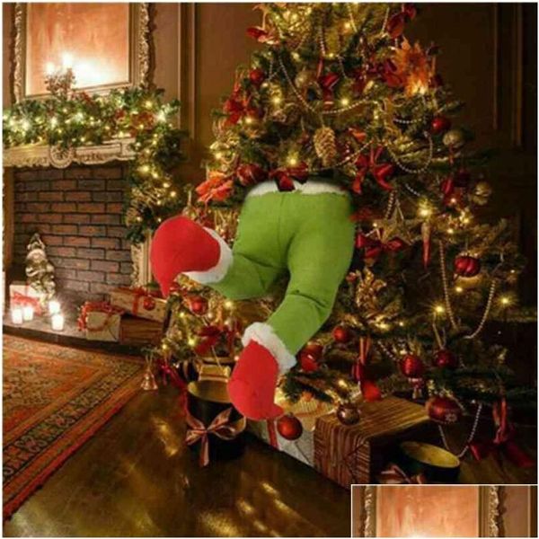 Decorazioni natalizie Anno Il ladro Albero rubato Gambe di elfo ripiene Regalo divertente per ornamenti per bambini 210910 Drop Delivery Home Garden Festi Dhxjl