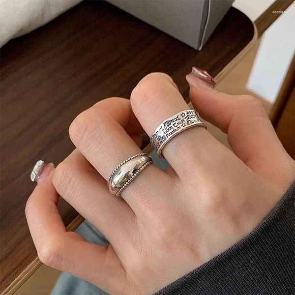 Anneaux de cluster Goth Lettre pour femmes Acier inoxydable Argent Couleur Punk Couple Bague 2023 Tendance Party Bijoux Article