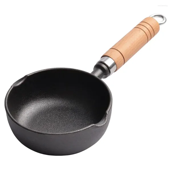 Panelas wok molho de ferro panela bico pequeno pote leite quente trabalho fazer bolinhos de ovo lidar com metal óleo de madeira ferver omelete