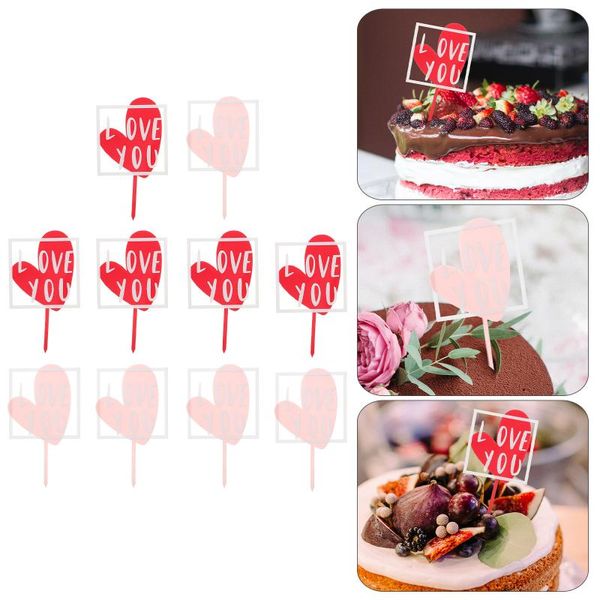 Festliche Lieferungen für andere Partys, 10 Stück Kuchenkarten zum Thema Valentinstag, Zuhause, Backen, quadratisch, Dekore, Zubehör