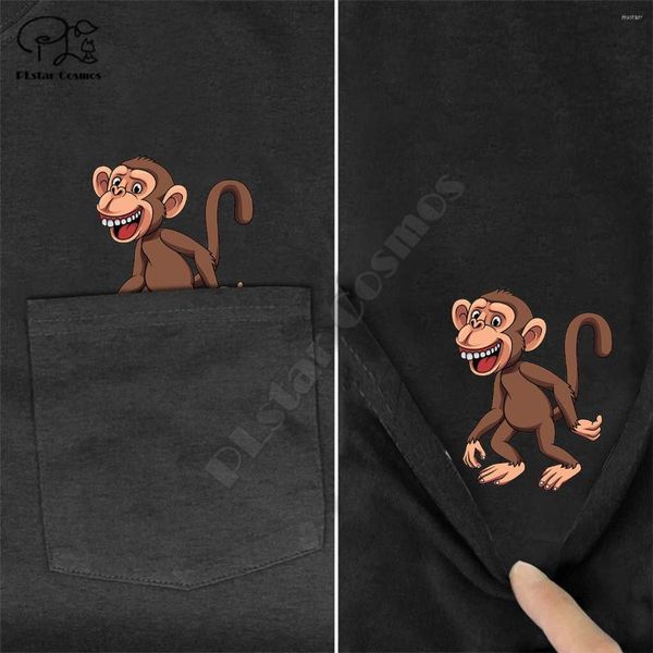 Camisetas masculinas Plstar Cosmos Shirt Fashion Summer Pocket Monkey T-shirt Men para mulheres Tops