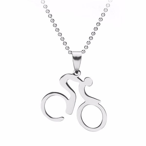 Anhänger Halsketten Punk Cool Fahrradfahren Radfahren Männer Halskette Figur Bike Rider Sport Schmuck Geschenk Männlich Edelstahl Kette NecklacePend