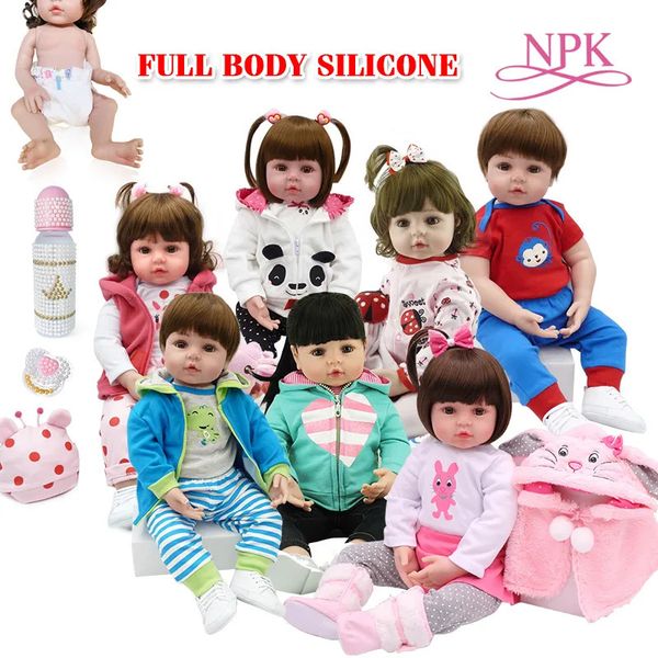 Bonecas brinquedo de corpo inteiro silicone à prova de água brinquedo de banho reborn criança bebê bonecas bebe boneca presente realista com garrafa de pérola 231124