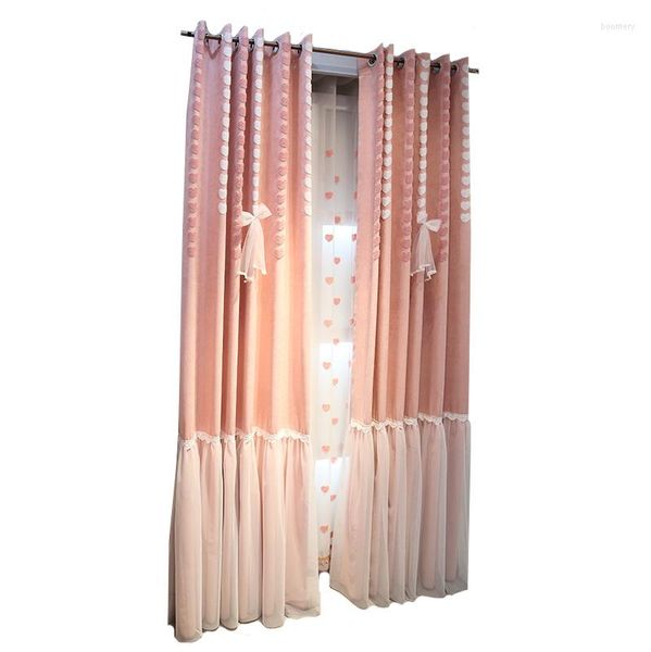 Vorhang Benutzerdefinierte Prinzessin Wind Rosa Spitze Mädchen Herz Schlafzimmer Hochzeitszimmer Puderschirm Klein Frisch High-End