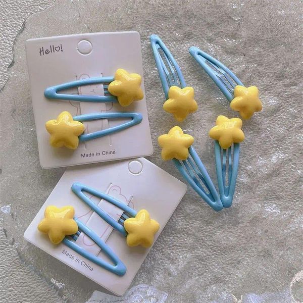 Acessórios de cabelo 20 pçs/set estrela clipe amarelo cinco pontas meninas hairpins crianças doce barrettes bandana crianças