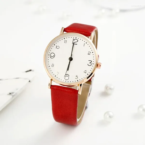 Armbanduhren Koreanische Mode Frauen Uhr Einfache Casual Quarz Student Nude Farbe Kleine Zifferblatt Uhr Damen Lederband Armbanduhr