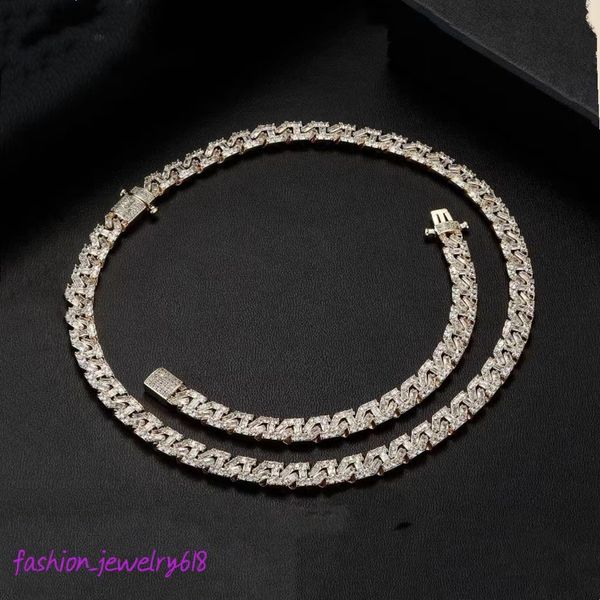 9mm CZ Curb Homens Colar Prata Cor De Ouro Cadeia Cuban Link Pulseira Colar Mulheres Jóias Designer Cubano Moda Charme Pulseira Para Festa de Presente de Amante