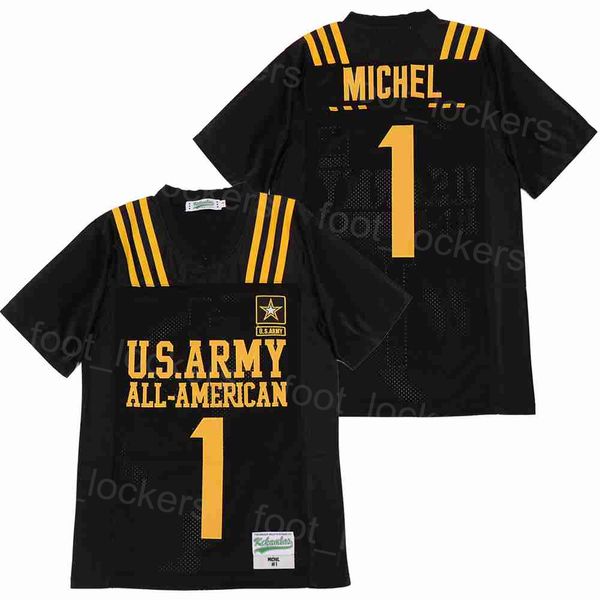 High School US US Army All-American Football Jersey Military 1 Michel Moive Breaking College All Ed retro Black Black Pure Cotton Pullover Pullover University Hiphop Sale