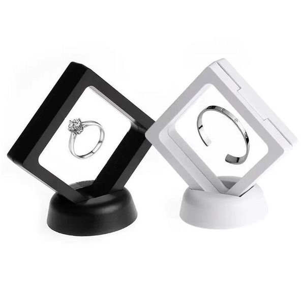 Caixas de embalagem Atacado Branco Preto Jóias Anel Pingente Display Stand Suspenso Caso Flutuante Jóias Moedas Gems Artefatos Drop D Dhrqm