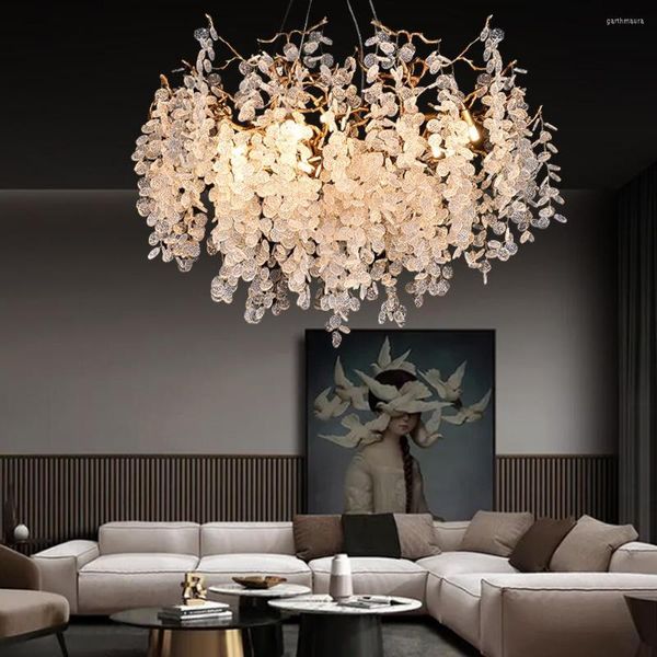 Kronleuchter Moderne Luxus-Designer-Goldkristall für Innenräume Küche Schlafzimmer Eisen-Kunst-Baum-Zweig-Lampe