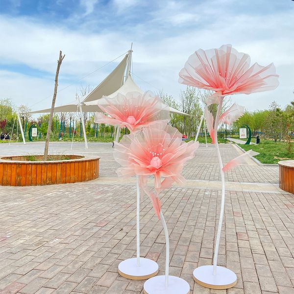 Andere Event Party Supplies 1P Seidengarn Mohn Künstliche Blume Pographie Requisiten Hochzeit Dekoration Riesen Garn Blumen Schaufenster Ornamente 230425