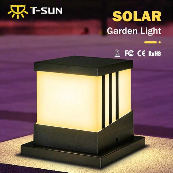 Çim lambalar T-Sun 3 Mod Güneş Sütü Işık Güneş Işık Çit Işık IP65 Açık Güneş Lambası Bahçe Dekorasyon Kapısı Çit Duvar Avlu Q231125