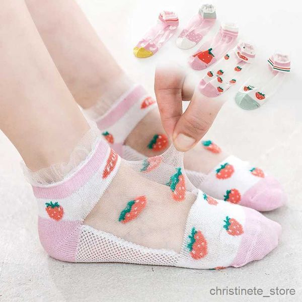 Детские носки для девочек, летние кружевные сетчатые разноцветные носки, милые ультратонкие дышащие носки принцессы для маленьких детей