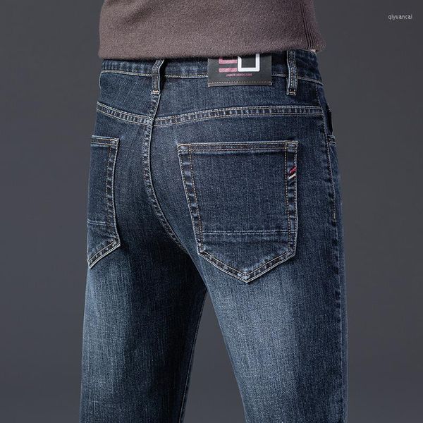 Jeans da uomo Primavera Autunno 2023 Pantaloni da uomo elasticizzati in denim di cotone moda uomo grigio sfilacciato stile classico Pantaloni da uomo di marca