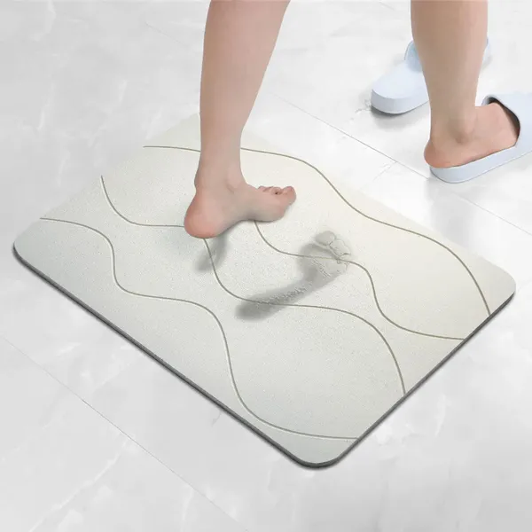 Tapetes de banho Tapete de terra diatomácea Super absorvente tapete de banheiro com chuveiros antiderrapantes para a cozinha fácil de limpar o pé