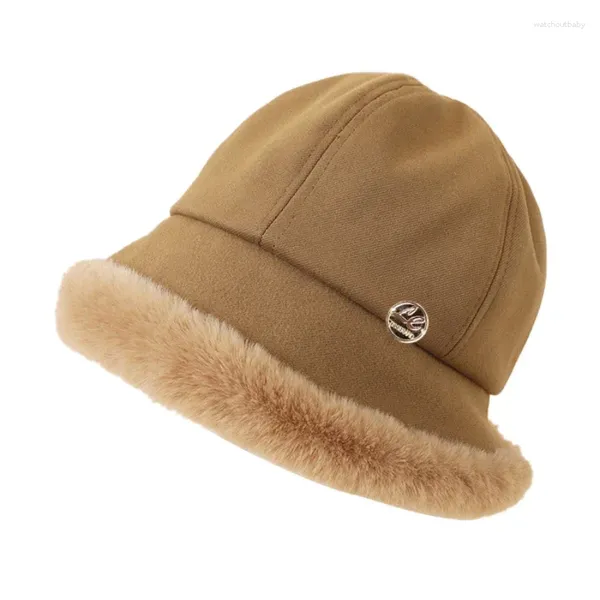 Berets outono/inverno moda chapéu balde feminino para modificar o formato do rosto e bacia de emagrecimento pescador imitação de cabelo de cordeiro