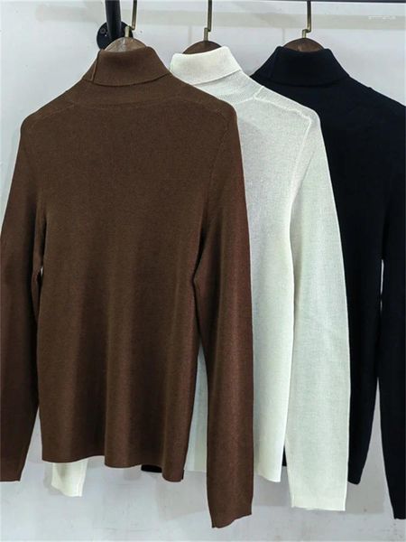 Kadın Sweaters Yün İnce Örgü Sweater Buttleneck Uzun Kollu İnce Fit Triko Logosu Nakış Alt Külot Üstler