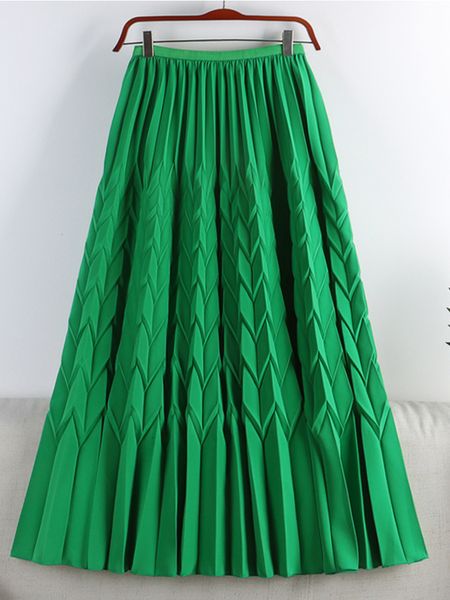 Saias Tigena Moda de saia longa da moda Mulheres Summer Summer Solid All-Match Uma linha High Caist Maxi Salia feminina Verde 230425