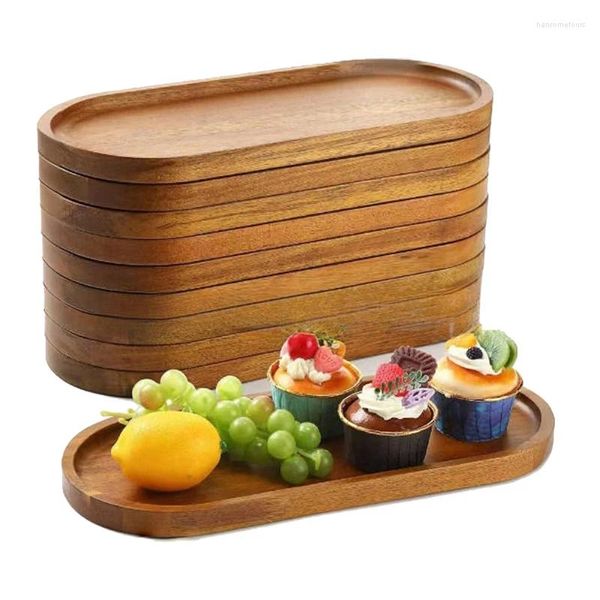 Stoviglie usa e getta Stoviglie Piatto da dessert rotondo in legno massello Vassoio in legno in stile giapponese Snack Frutta secca