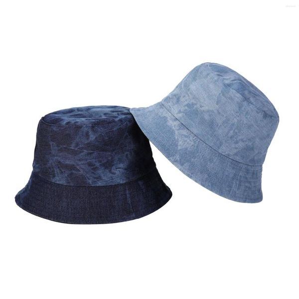 Шляпа шляпа с широкими краями дамы весна и летняя галстука окрашенная джинсовая шляпа двойной бассейн женский водонепроницаемый дожде