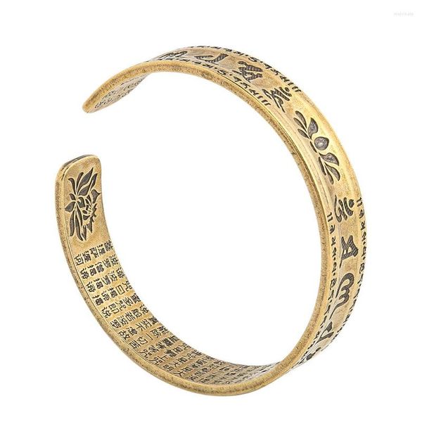 Charm Bracelets Vintage Six Characters Of Truth Bronze Bangles Fashion Lotus Pattern For Men Women Unisex Wrist Jewelry