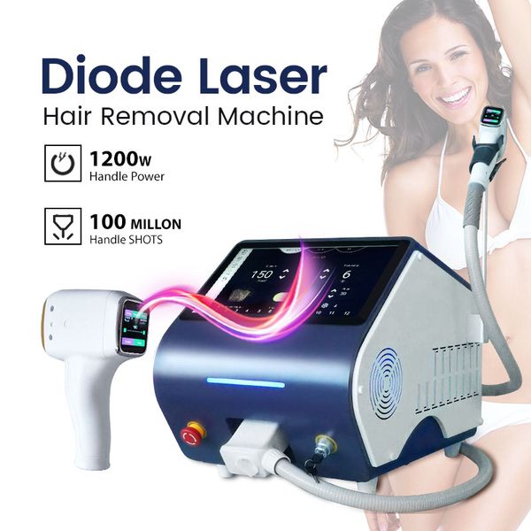 808nm Diodo a laser Máquina de remoção de cabelo congela o cabelo permanente Remova a alça de laser não canal 100 milhões de tiros