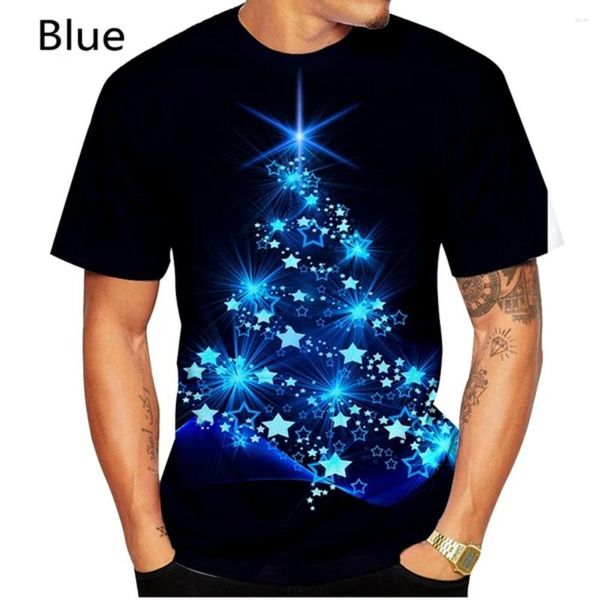 Erkek Tişörtleri Moda Gömlek Unisex Giysileri Noel Yaratıcı 3D Dijital Baskılı Kısa Kollu T-Shirt