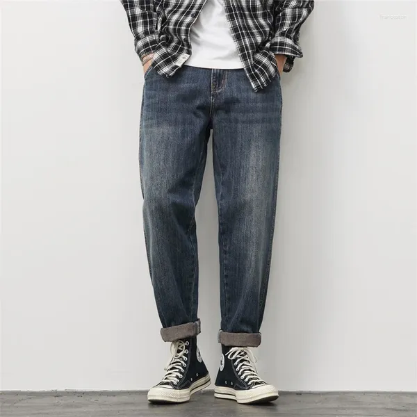 Мужские джинсы, осенние и зимние мужские прямые свободные повседневные брюки, корейская версия, трендовые, одинаковые брюки, модный бренд