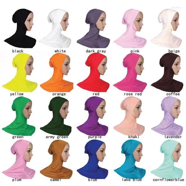 Abbigliamento etnico Donne arabe musulmane Tinta unita Modale Hijab Sciarpa interna Scialle Turbante Islamico Lady Nun Sister Chiudi Cappello a catena Copricapo