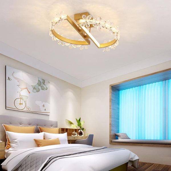 Plafoniere Nordic Light Lampada di cristallo petalo trasparente di lusso per soggiorno, camera da letto, cucina, negozio, LED dorato, decorare lampadario
