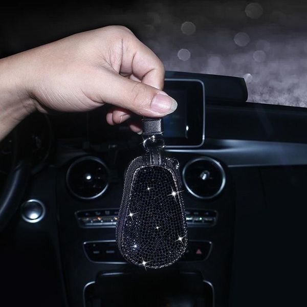 Decorazioni per interni Custodia per portachiavi per auto di lusso Decorazione per automobili Bling Pink Accessori per donna Roba a goccia