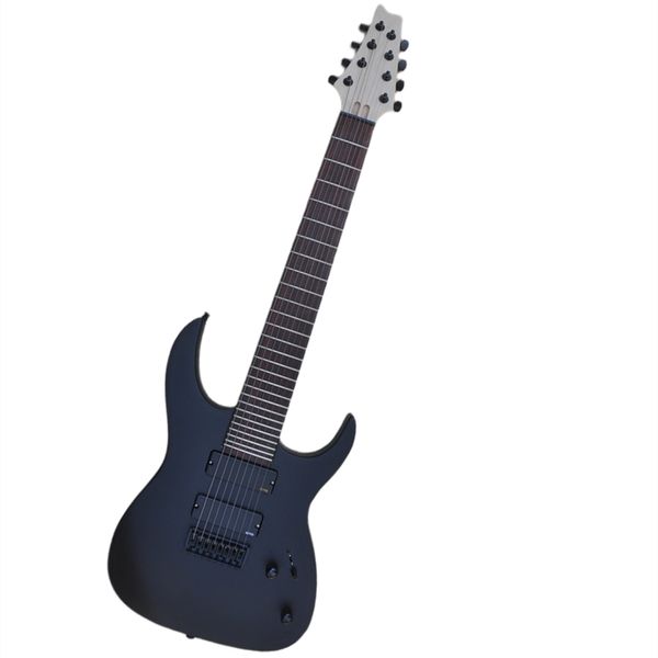 8 strings guitarra elétrica de calck fosco com captadores de ponte fixa EMG oferecem logotipo/cor personalizada