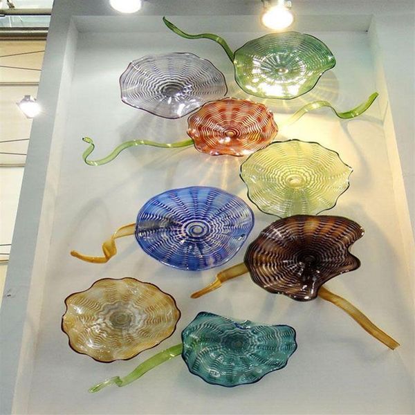 Home Decor Platten aus mundgeblasenem Glas Wanddekorationsplatten aus geblasenem Murano-Kunstglas Mundgeblasene Glasplatten zum Aufhängen für el Decorat276v