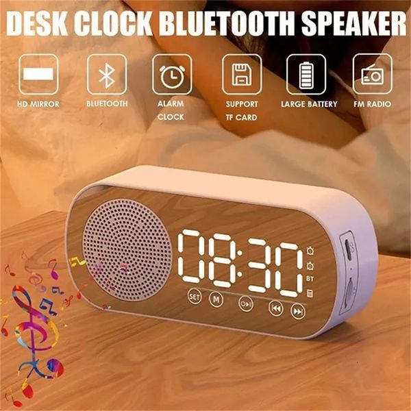 Masa Tablosu Saatleri Saat Saat Bluetooth FM Radyo Alarm Hifi Ses HD Ayna Ekranı Desteği TF Kart Yatak Odası 231124