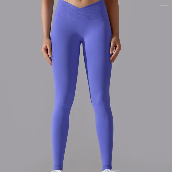 Aktif Pantolon Çapraz Bel Dikişsiz Tayt Kadınları Yüksek Yukarı Çekme Yoga Pantolon Spor Salonu Fitness Spor Leggins Leggins Teveo Yüzük Koşu Tayt