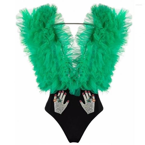 Costumi da bagno da donna con scollo a V profondo Costume da bagno intero con arricciature nere da donna Monokini sexy con lacci 2023 Costumi da bagno da spiaggia per ragazza estiva