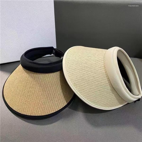 Cappelli a tesa larga Arrivi 2023 Summer Ladies Visiera Protezione solare Cappellini Outdoor Holiday Beach Cap PV Cappello di paglia per donna Uomo