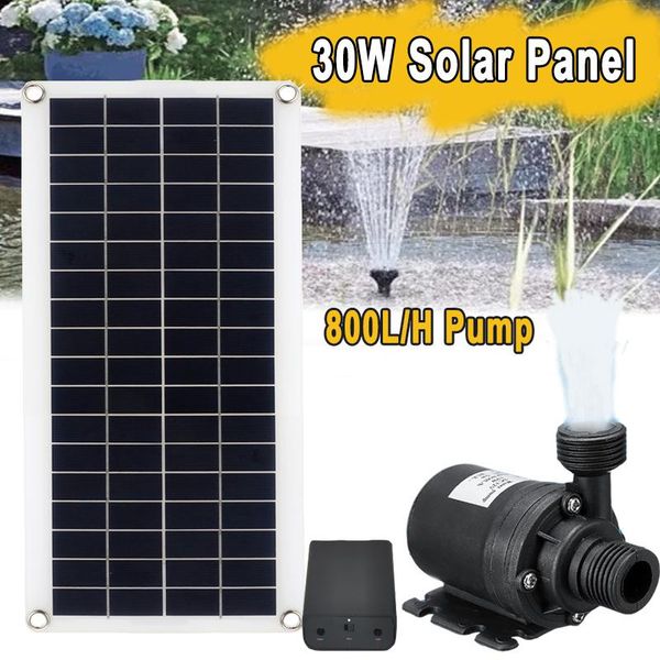 Accessori 800l/h Pompa del serbatoio dell'acquario pompa per alimentazione solare Pompa per acqua da 12 V Motore senza spazzole da 30W Pannello solare EnergySaving Power Storage Lavoro continuo