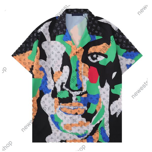 estate Designer Camicie casual da uomo 2023 Europa Hawaii Beach classica stampa di lettere Camicia di colore di lusso Graffiti stampa T shirt Designer magliette