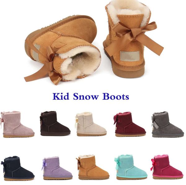 2024 Novas Botas Crianças Austrália Bota De Neve Designer Crianças Sapatos Inverno Clássico Ultra Mini Botton Bebê Meninos Meninas Ankle Booties Kid Fur Camurça Uggliss