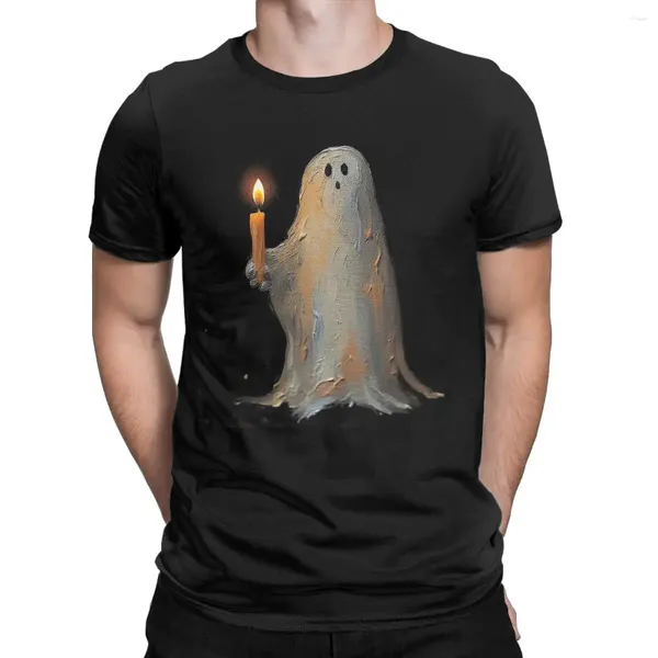 Magliette da uomo Ghost Holding A Cancle Camicia di Halloween per uomo T-shirt casual in cotone girocollo manica corta abbigliamento grafico stampato